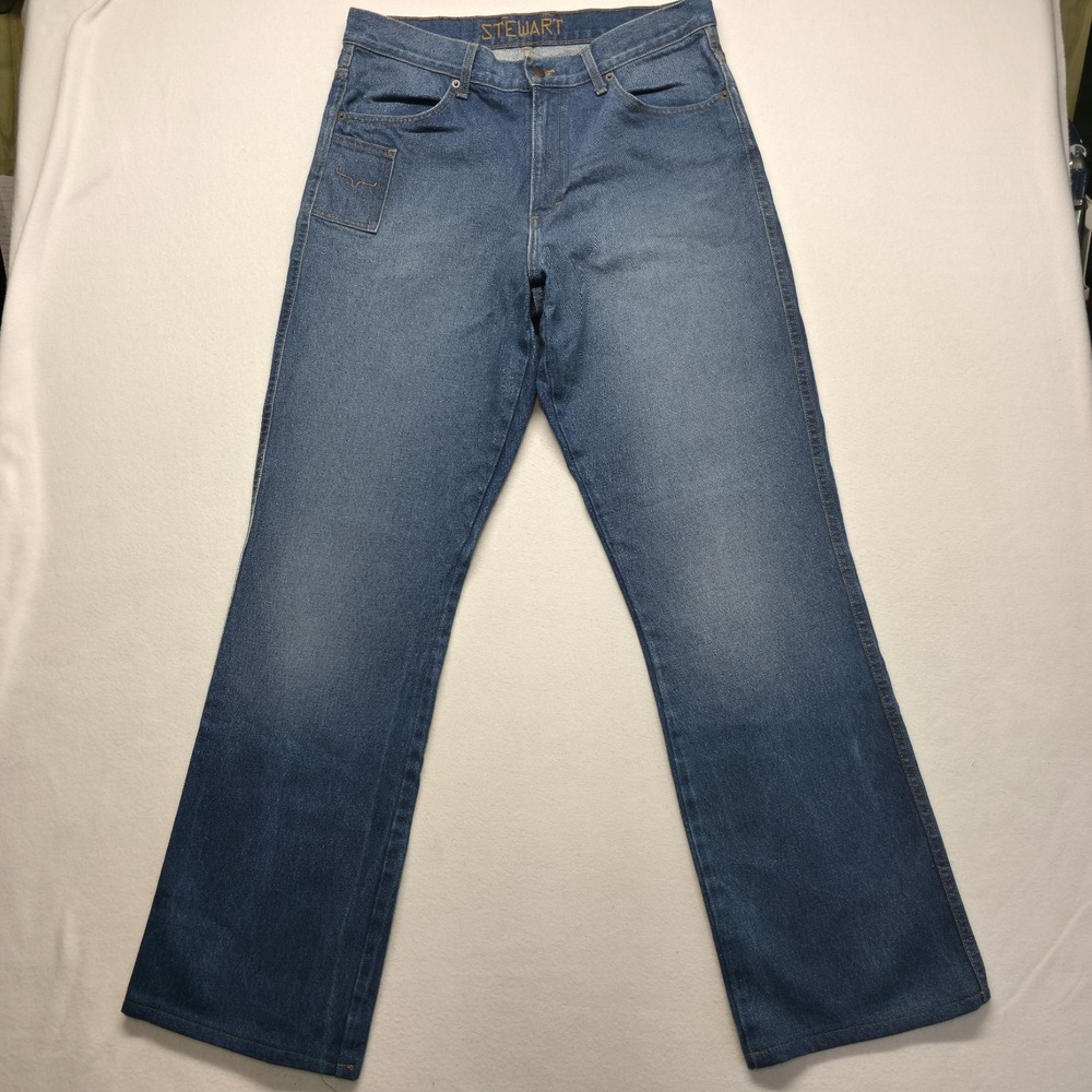 Kimes Ranch Stewart Men's Bootcut Denim Blue Jeans Size 35X36 (35X34.5) Made USA